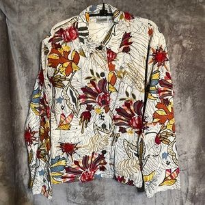 NWT Chico’s Size 2 (12) Garden Bloom Roadster Jacket Button Front Closure